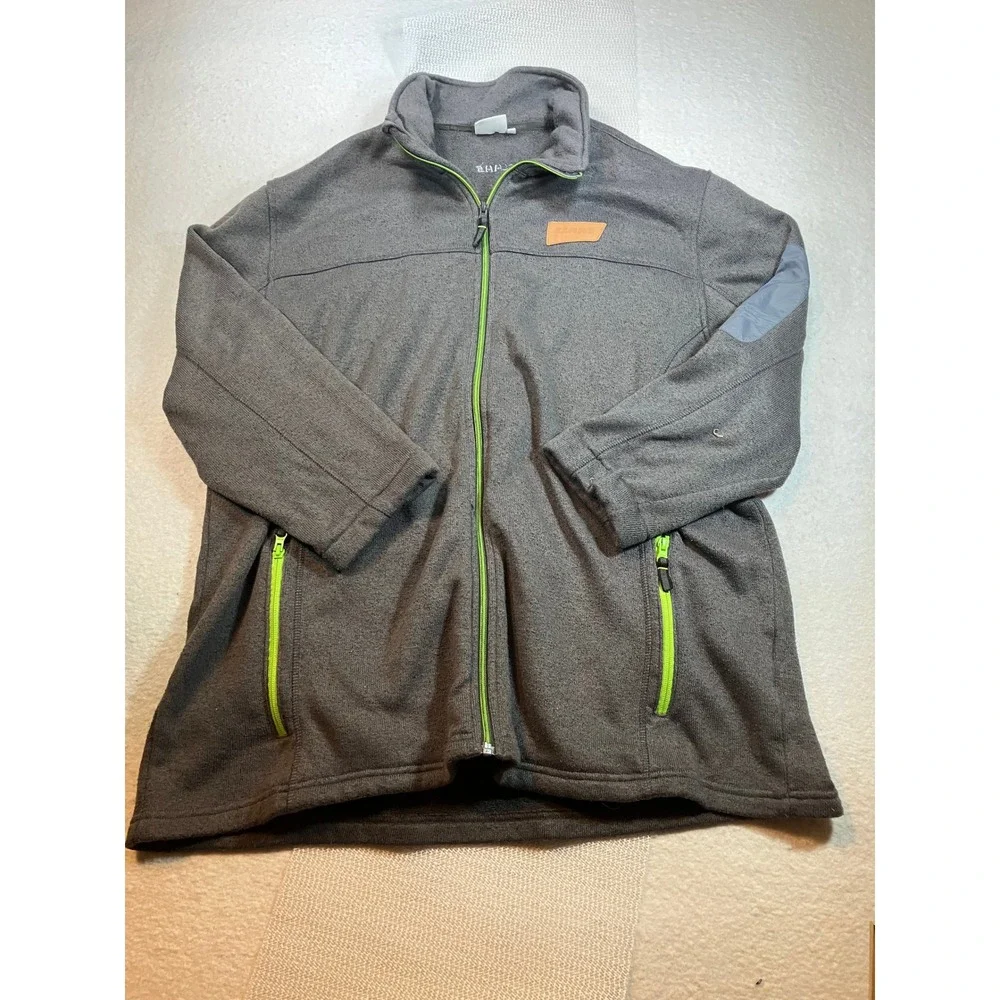 Claas Fleece Full Zip Sweater Mens 5XL Gray Mock Neck Jacket Sleeve Pocket